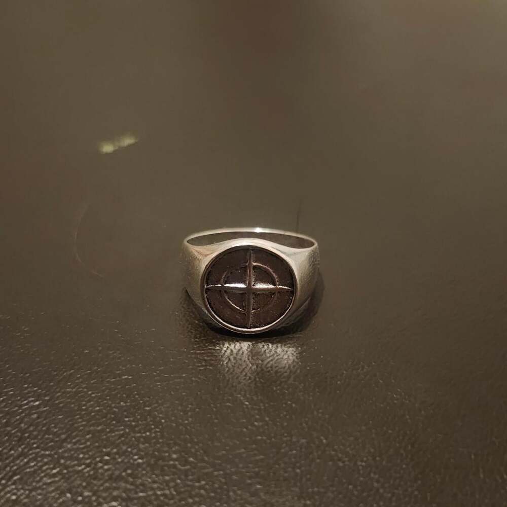 Silver Ring With Cross Design 8684